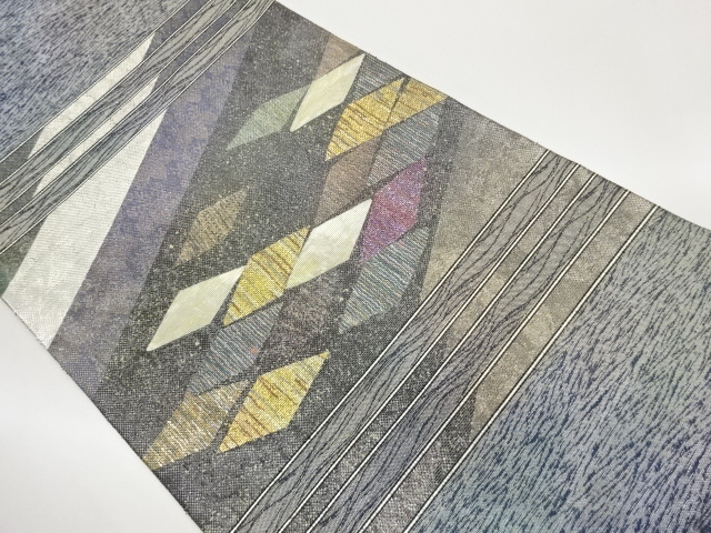 JAPANESE FUKURO OBI / PULP CLOTH / SHELL INLAY / WOVEN RHOMBUS